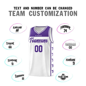 Custom White Purple Color Block Sets Sports Uniform Basketball Jersey