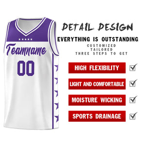 Custom White Purple Color Block Sets Sports Uniform Basketball Jersey