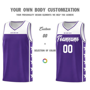 Custom Purple White Color Block Sets Sports Uniform Basketball Jersey