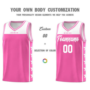 Custom Pink White Color Block Sets Sports Uniform Basketball Jersey