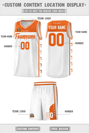 Custom White Orange Color Block Sets Sports Uniform Basketball Jersey