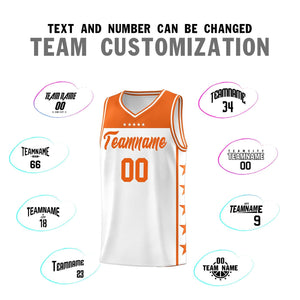 Custom White Orange Color Block Sets Sports Uniform Basketball Jersey