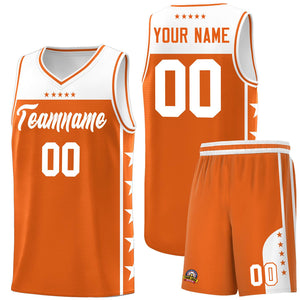 Custom Orange White Color Block Sets Sports Uniform Basketball Jersey