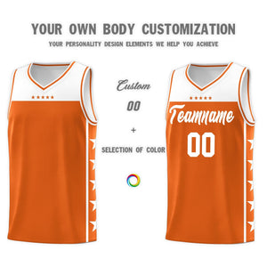 Custom Orange White Color Block Sets Sports Uniform Basketball Jersey