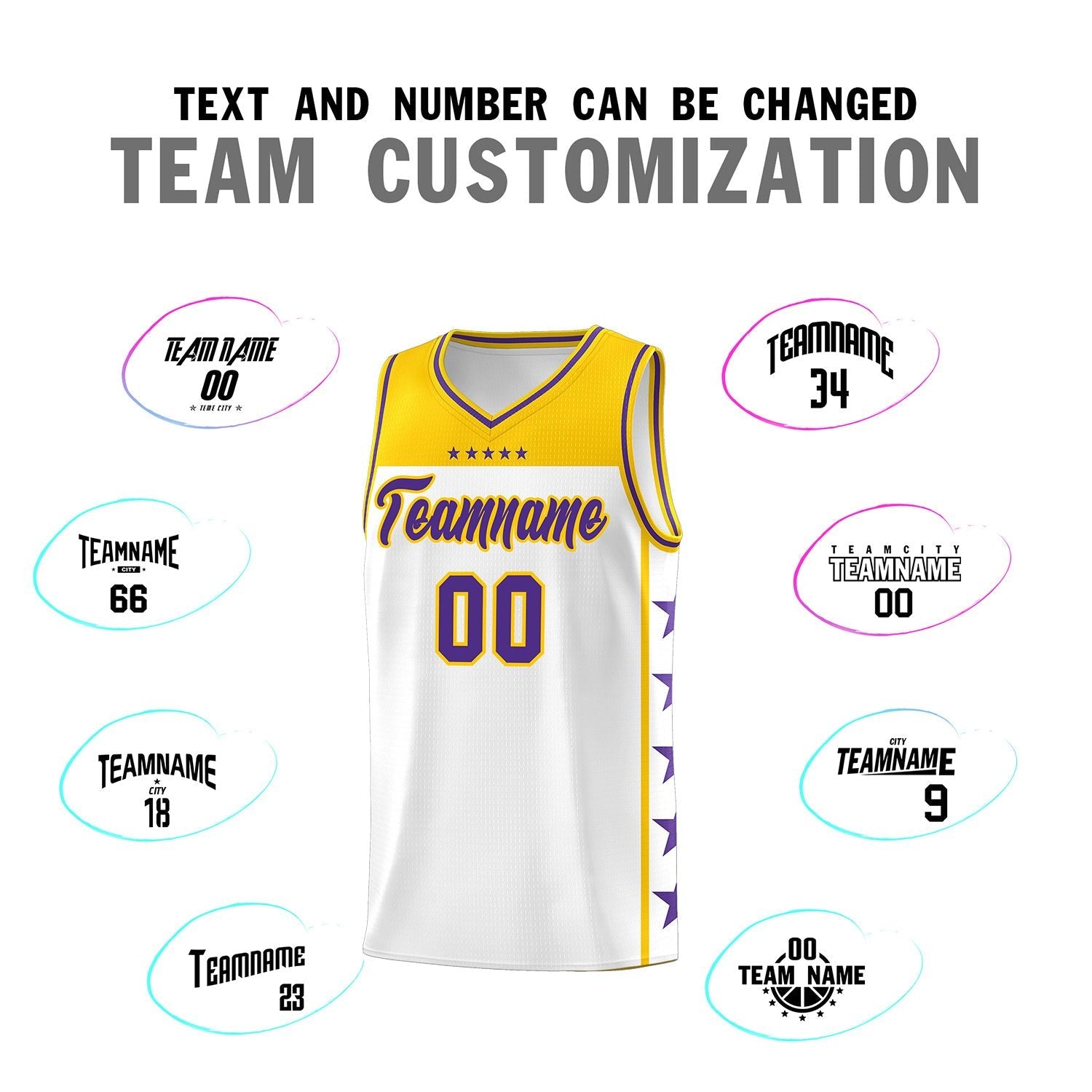 Custom White Purple Color Block Sets Sports Uniform Basketball Jersey