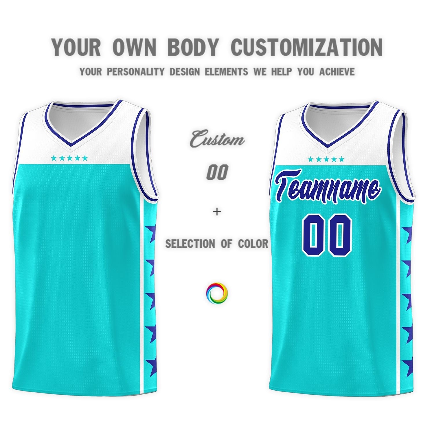 Custom Sky Blue Royal Color Block Sets Sports Uniform Basketball Jersey