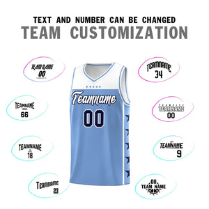 Custom Light Blue White Color Block Sets Sports Uniform Basketball Jersey