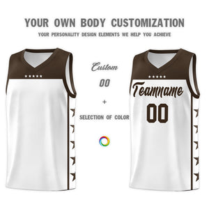 Custom White Brown Color Block Sets Sports Uniform Basketball Jersey