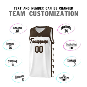 Custom White Brown Color Block Sets Sports Uniform Basketball Jersey