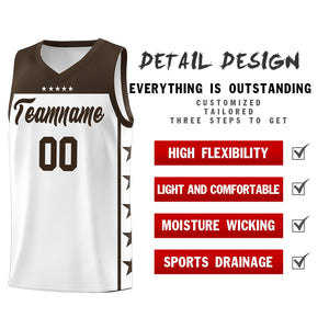 Custom White Brown Color Block Sets Sports Uniform Basketball Jersey