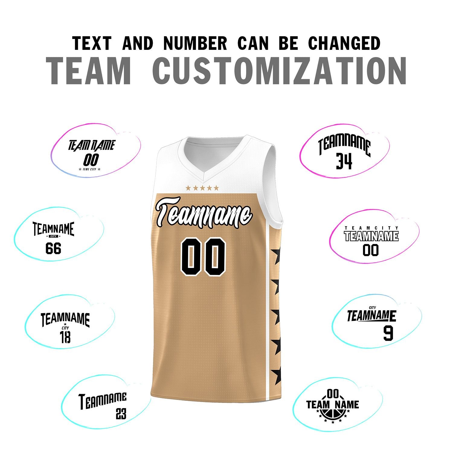 Custom Old Gold White Color Block Sets Sports Uniform Basketball Jersey