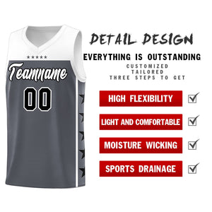 Custom Dark Gray White Color Block Sets Sports Uniform Basketball Jersey