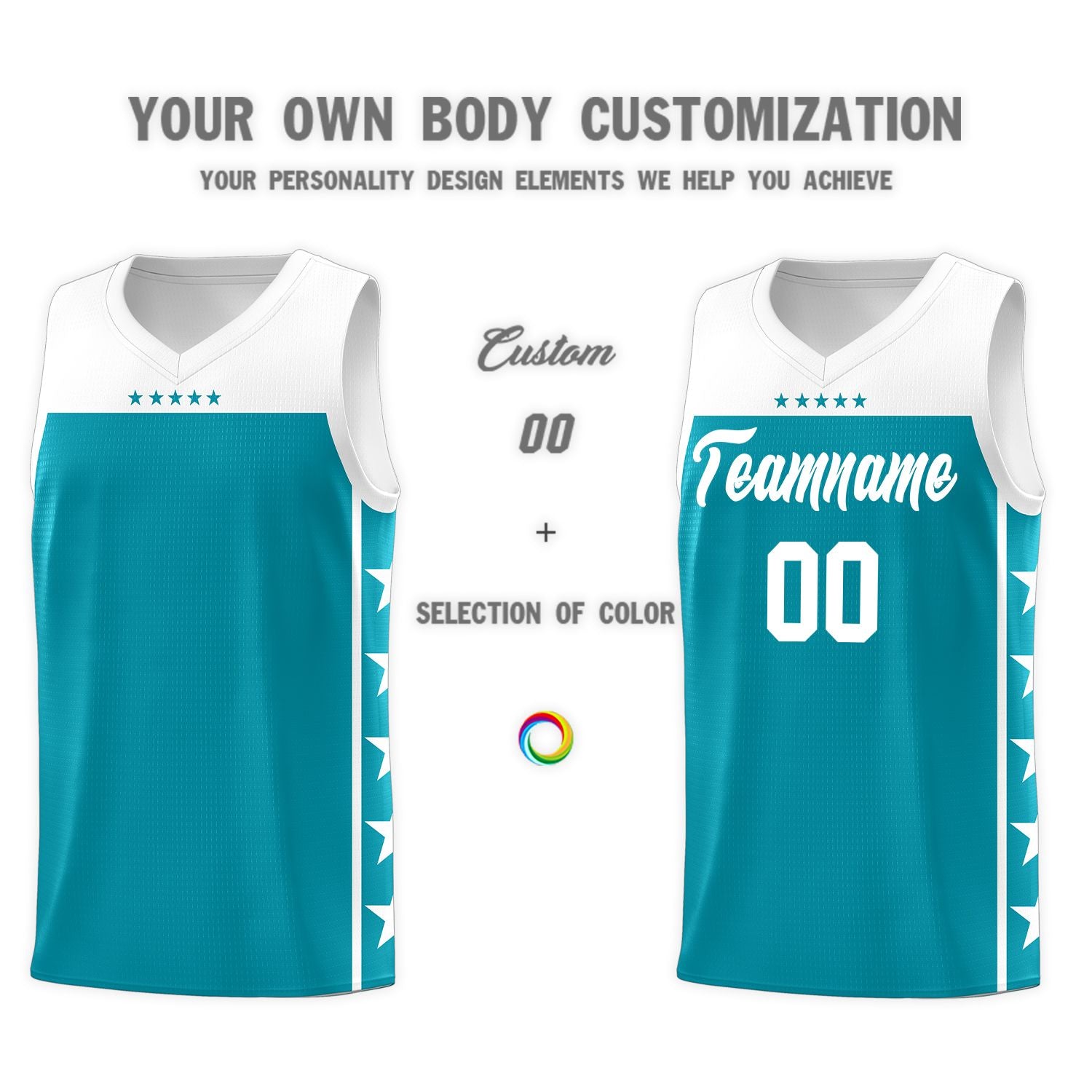 Custom Aqua White Color Block Sets Sports Uniform Basketball Jersey