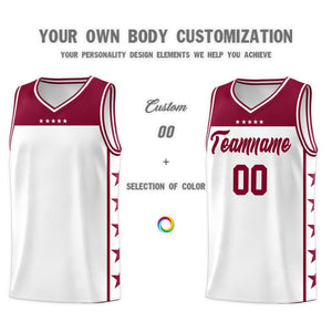 Custom White Crimson Color Block Sets Sports Uniform Basketball Jersey