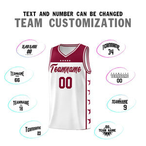 Custom White Crimson Color Block Sets Sports Uniform Basketball Jersey