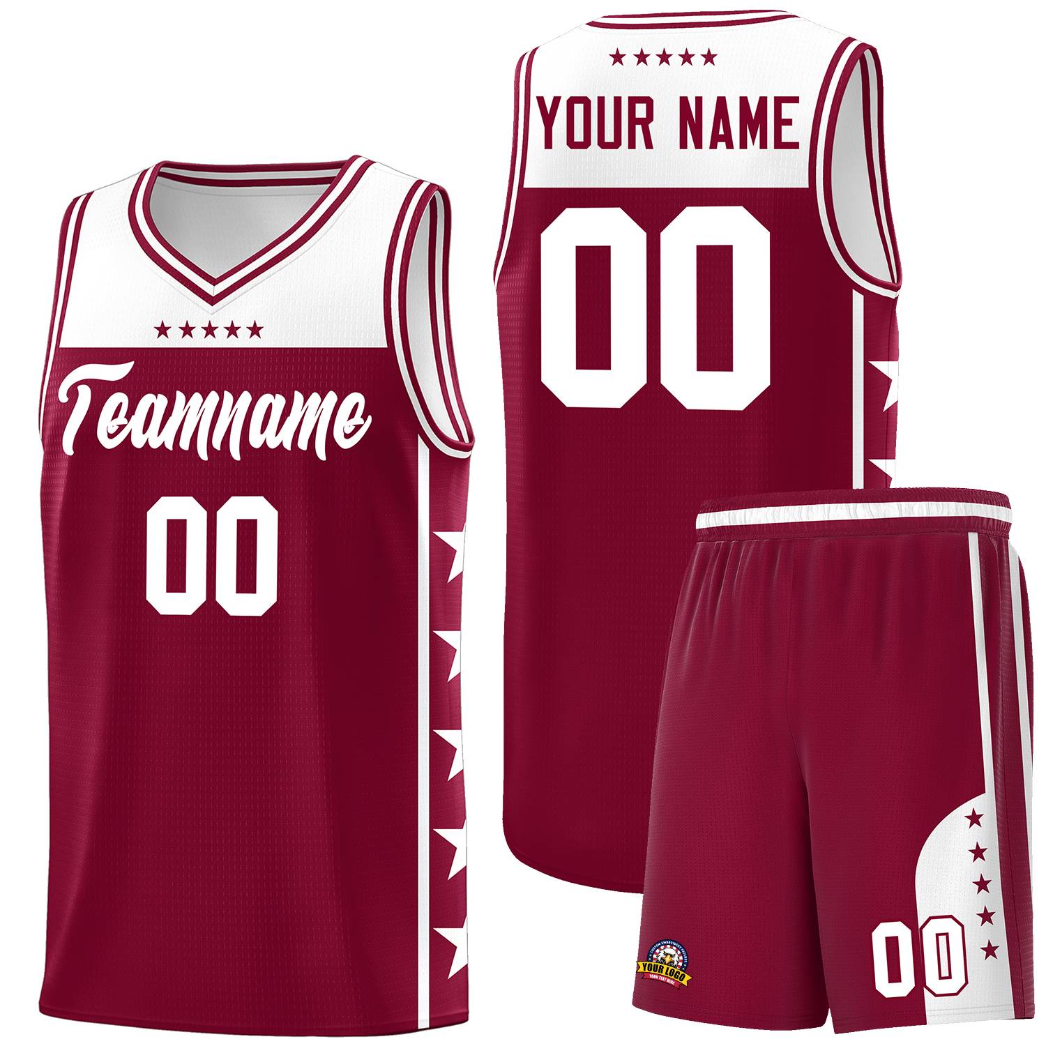 Custom Crimson White Color Block Sets Sports Uniform Basketball Jersey