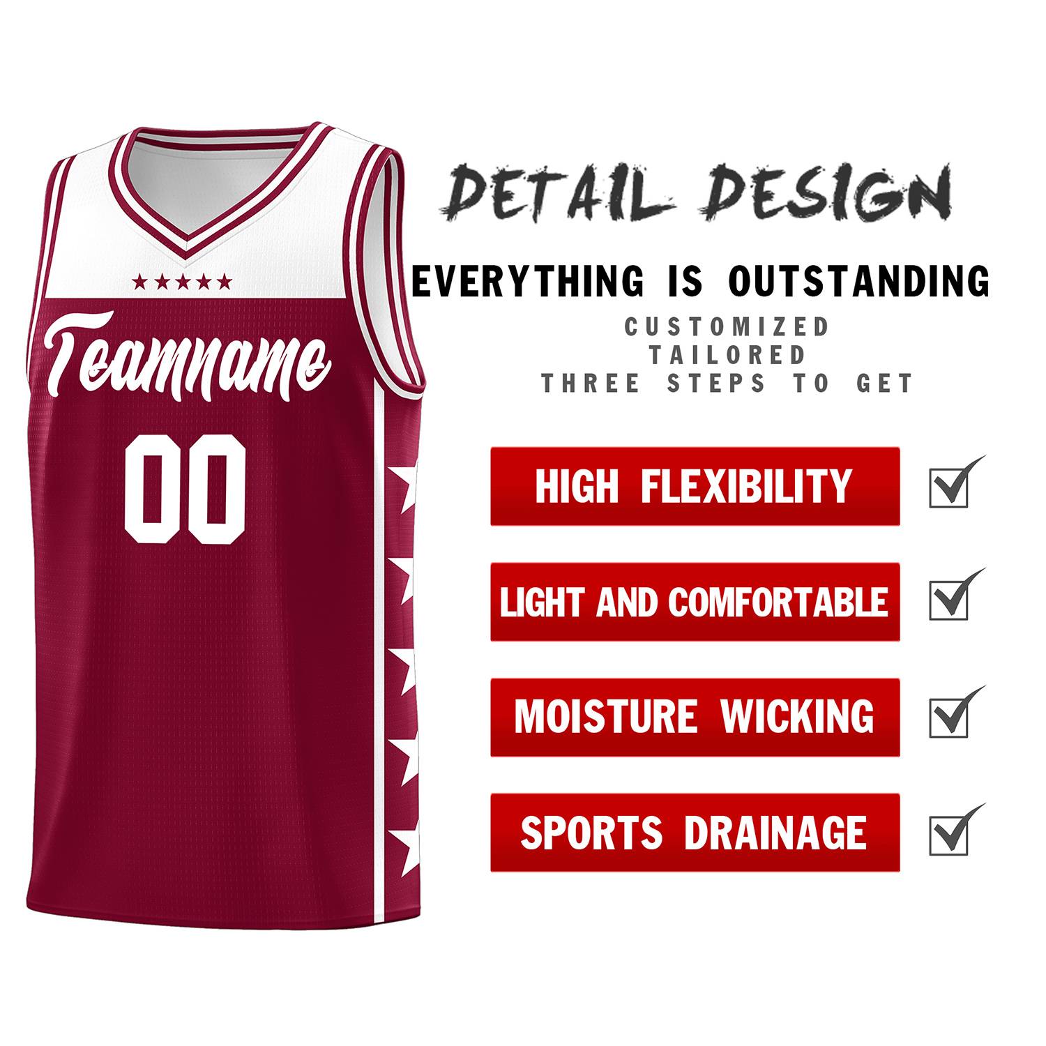 Custom Crimson White Color Block Sets Sports Uniform Basketball Jersey