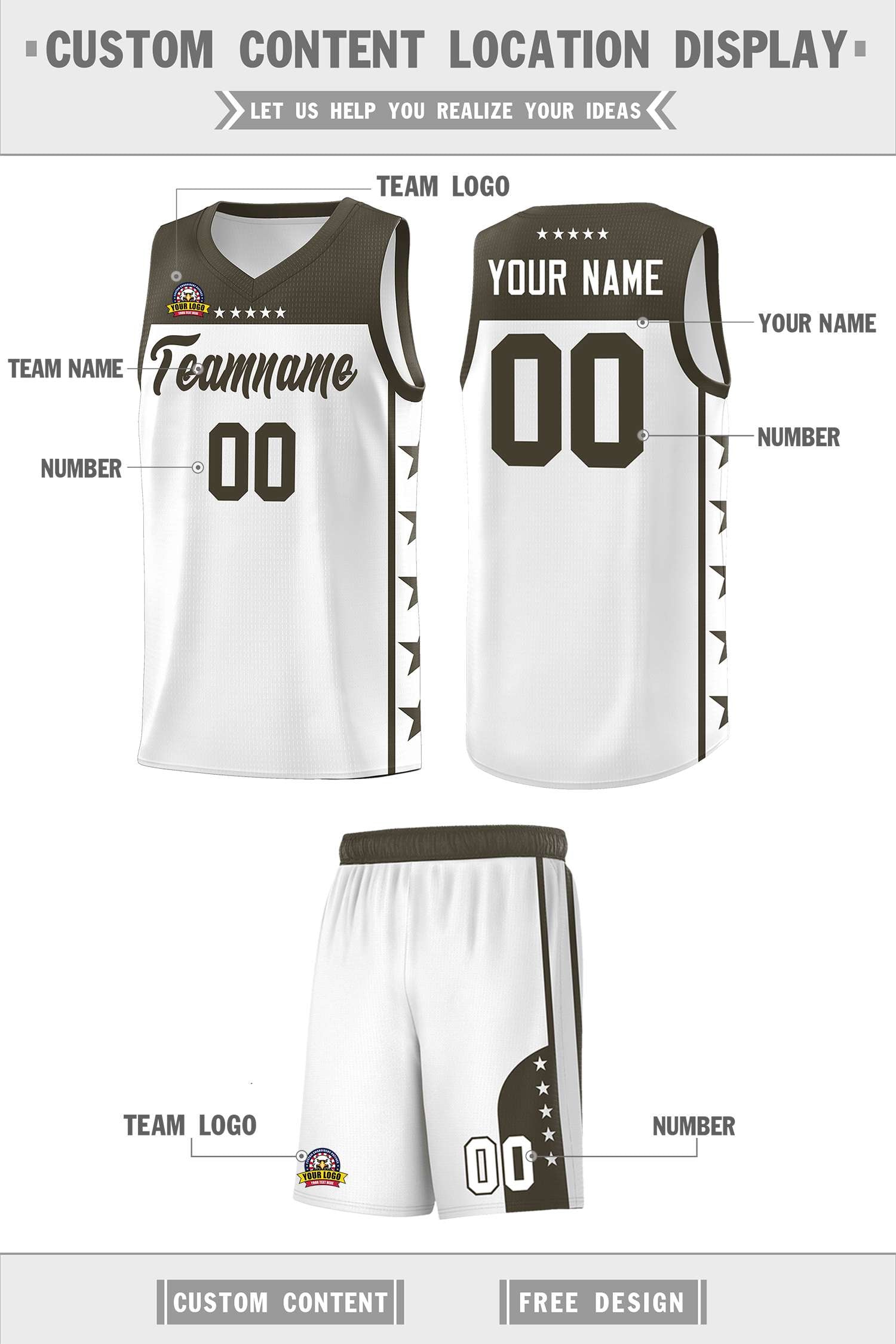 Custom White Olive Color Block Sets Sports Uniform Basketball Jersey