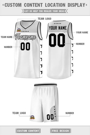 Custom White Gray Color Block Sets Sports Uniform Basketball Jersey