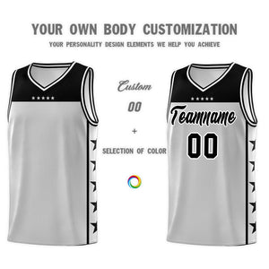 Custom Gray Black Color Block Sets Sports Uniform Basketball Jersey