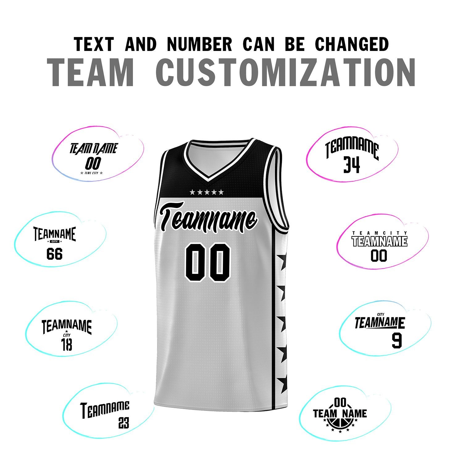 Custom Gray Black Color Block Sets Sports Uniform Basketball Jersey