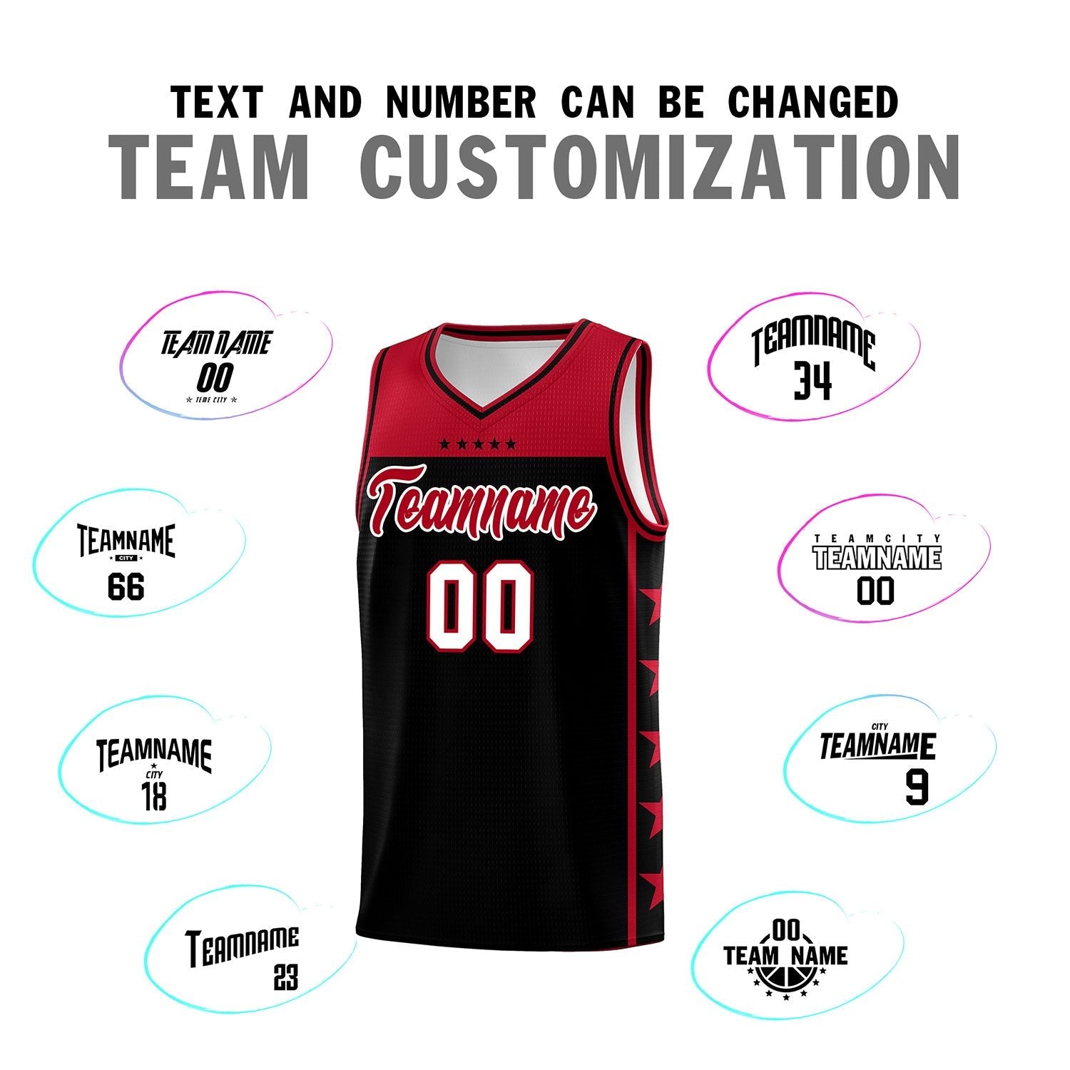 Custom Black Red Color Block Sets Sports Uniform Basketball Jersey