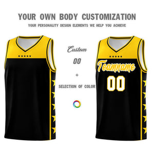 Custom Black Yellow Color Block Sets Sports Uniform Basketball Jersey