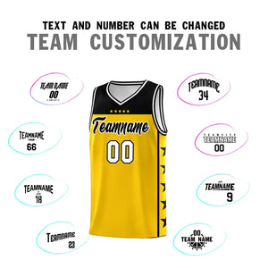 Custom Gold Black Color Block Sets Sports Uniform Basketball Jersey