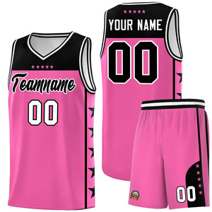 Custom Pink Black Color Block Sets Sports Uniform Basketball Jersey