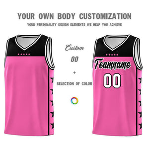 Custom Pink Black Color Block Sets Sports Uniform Basketball Jersey