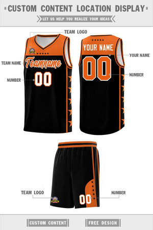 Custom Black Orange Color Block Sets Sports Uniform Basketball Jersey