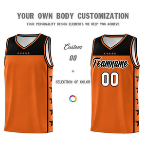 Custom Orange Black Color Block Sets Sports Uniform Basketball Jersey