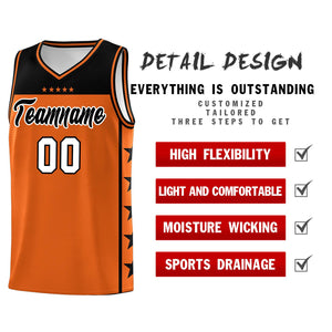 Custom Orange Black Color Block Sets Sports Uniform Basketball Jersey