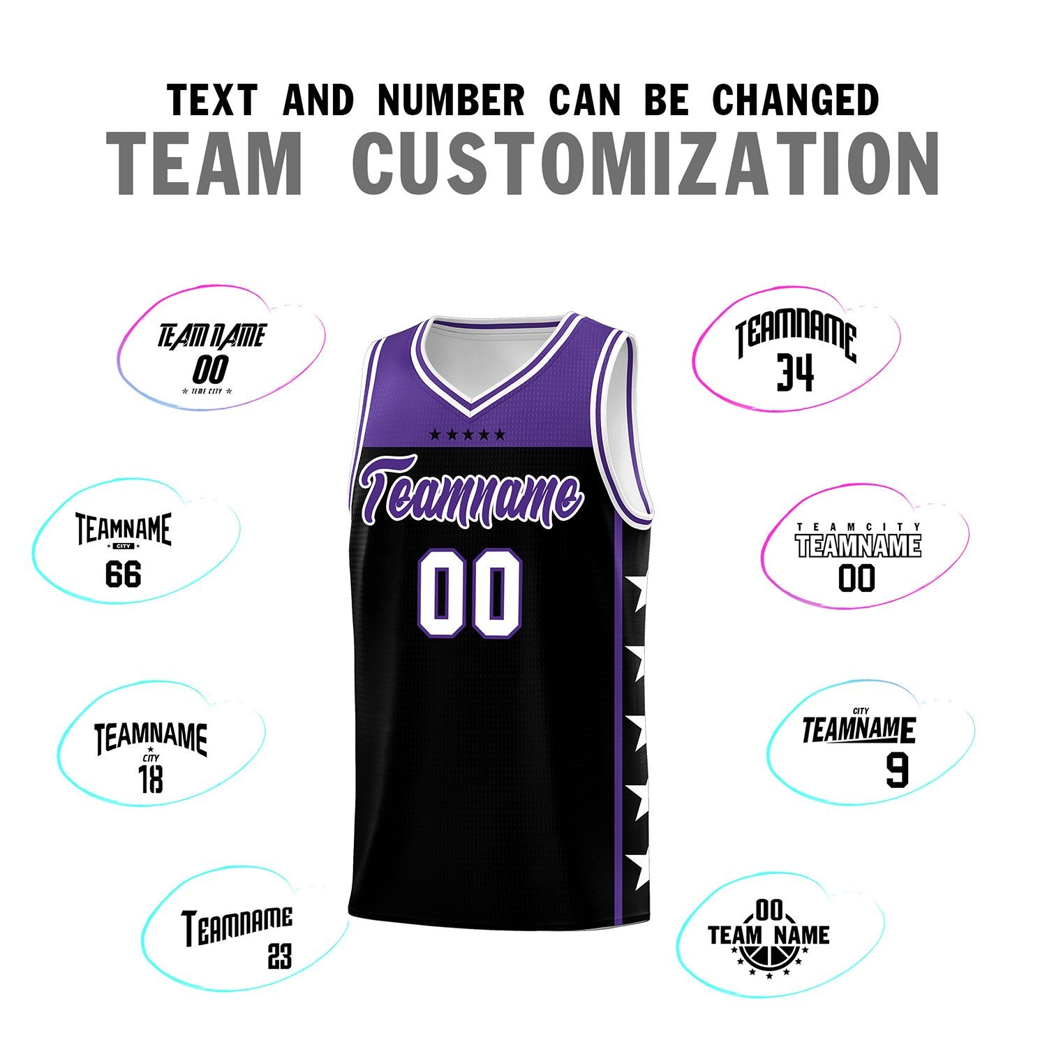 Custom Black Purple Color Block Sets Sports Uniform Basketball Jersey