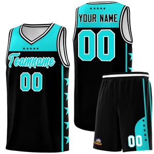 Custom Black Bright Green Color Block Sets Sports Uniform Basketball Jersey