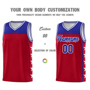 Custom Red Royal Color Block Sets Sports Uniform Basketball Jersey