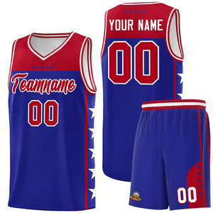 Custom Royal Red Color Block Sets Sports Uniform Basketball Jersey