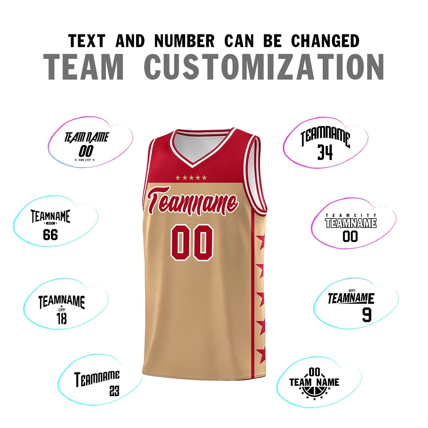 Custom Old Gold Red Color Block Sets Sports Uniform Basketball Jersey