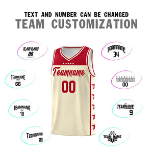 Custom Cream Red Color Block Sets Sports Uniform Basketball Jersey