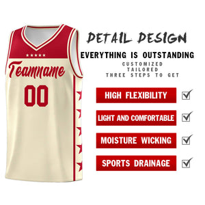 Custom Cream Red Color Block Sets Sports Uniform Basketball Jersey