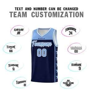 Custom Navy Light Blue Color Block Sets Sports Uniform Basketball Jersey