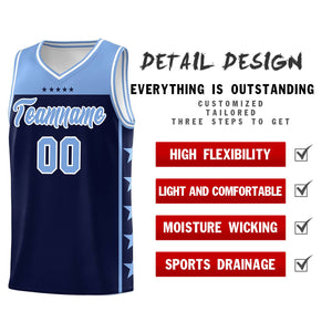 Custom Navy Light Blue Color Block Sets Sports Uniform Basketball Jersey