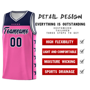 Custom Pink Navy Color Block Sets Sports Uniform Basketball Jersey