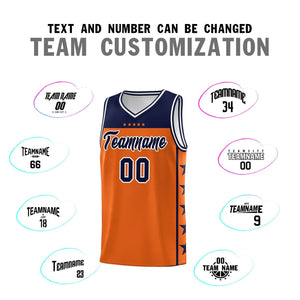 Custom Orange Navy Color Block Sets Sports Uniform Basketball Jersey