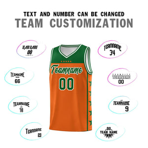 Custom Orange Kelly Green Color Block Sets Sports Uniform Basketball Jersey