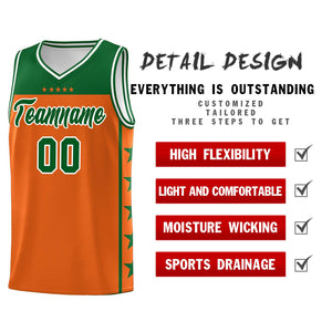 Custom Orange Kelly Green Color Block Sets Sports Uniform Basketball Jersey