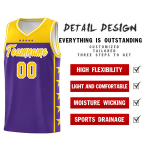 Custom Purple Yellow Color Block Sets Sports Uniform Basketball Jersey