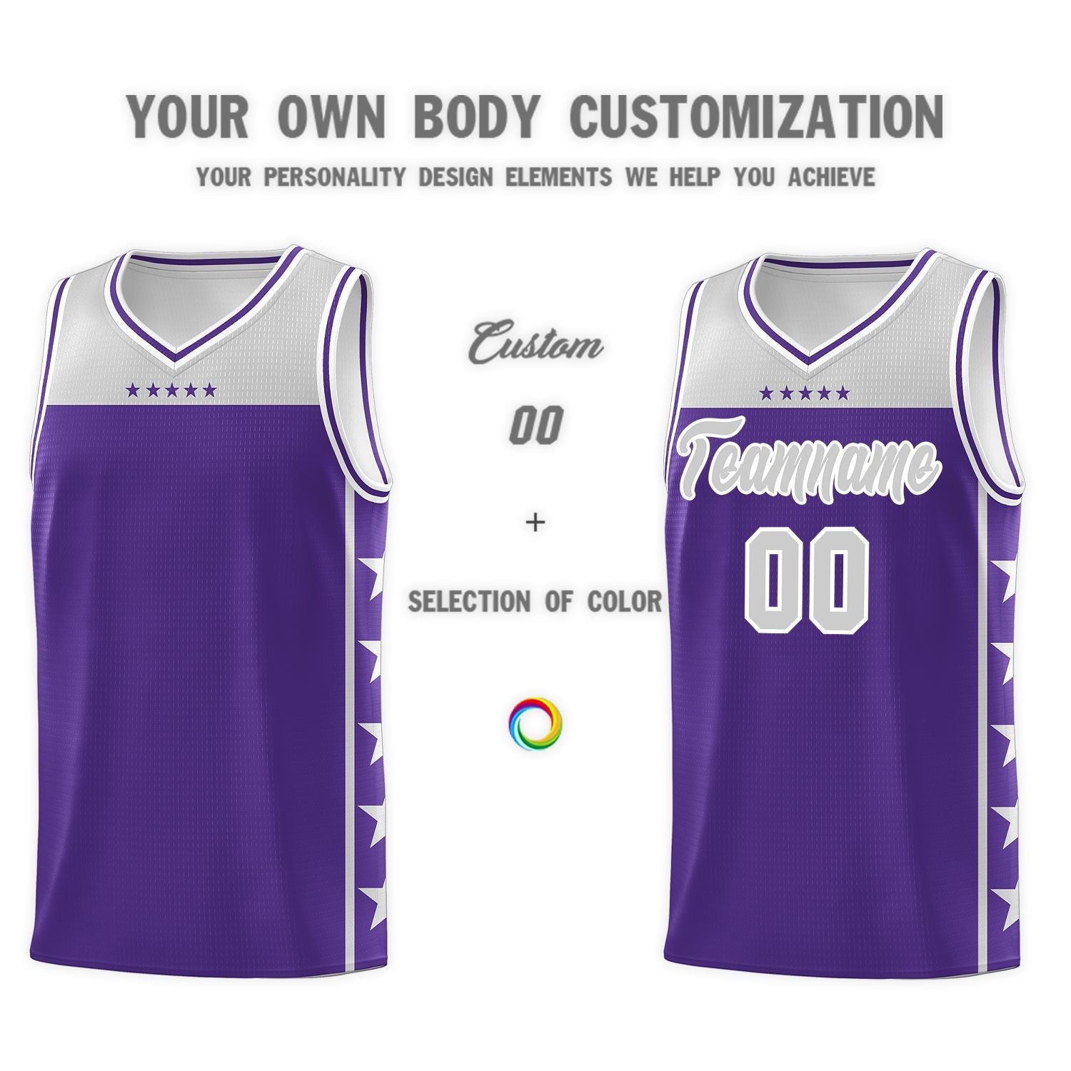 Custom Purple Gray Color Block Sets Sports Uniform Basketball Jersey