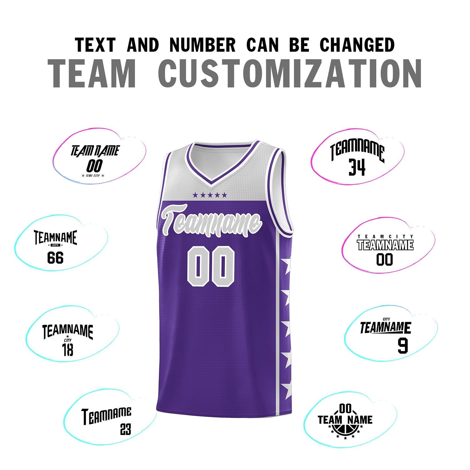 Custom Purple Gray Color Block Sets Sports Uniform Basketball Jersey