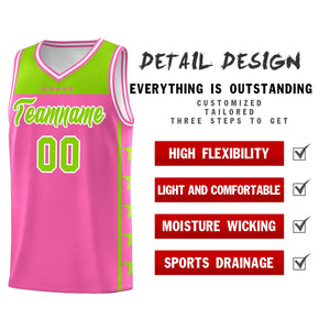 Custom Pink Neon Green Color Block Sets Sports Uniform Basketball Jersey